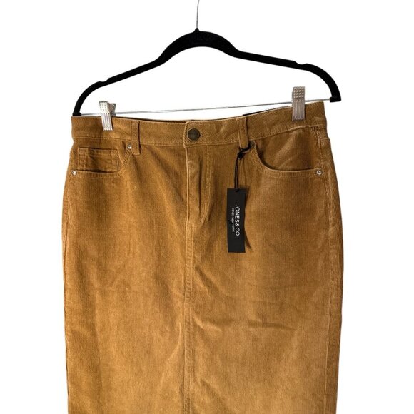 Jones & Co Womens High Waist Corduroy Pencil Skirt Office Size 10 Brown NWT - Picture 3 of 7